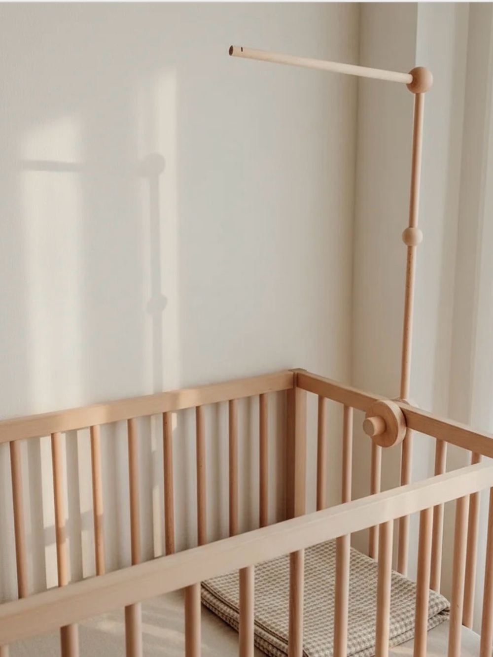 New Wooden Crib Mobile Holder in Light Natural Finish